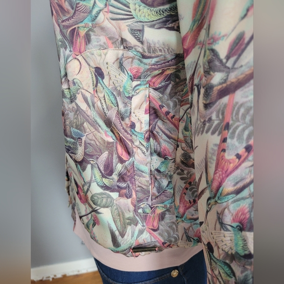 Gsus Industries Sheer Hummingbird Print Bomber, VGUC, Size S - Picture 6 of 9